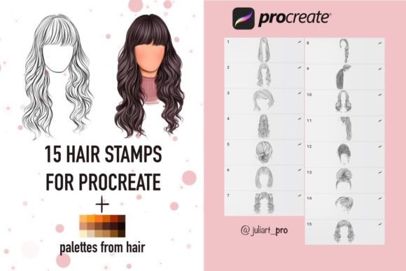 Download &nbsp;Hair Stamps for Procreate + Palettes - Palettes Collection
