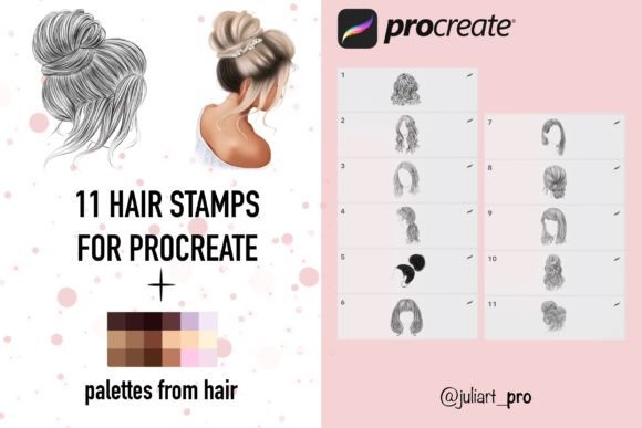 Download Hair Stamps for Procreate + Palettes - Palettes Collection