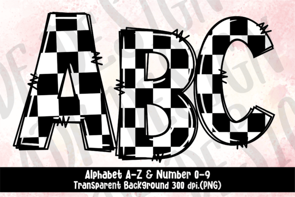 Download Checkered Doodle Alphabet Letters PNG - Letters Collection