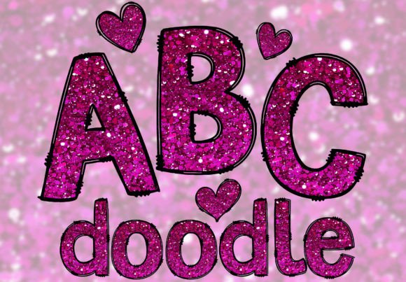 Download Hot Pink Glitter Doodle Letters PNG - Letters Collection